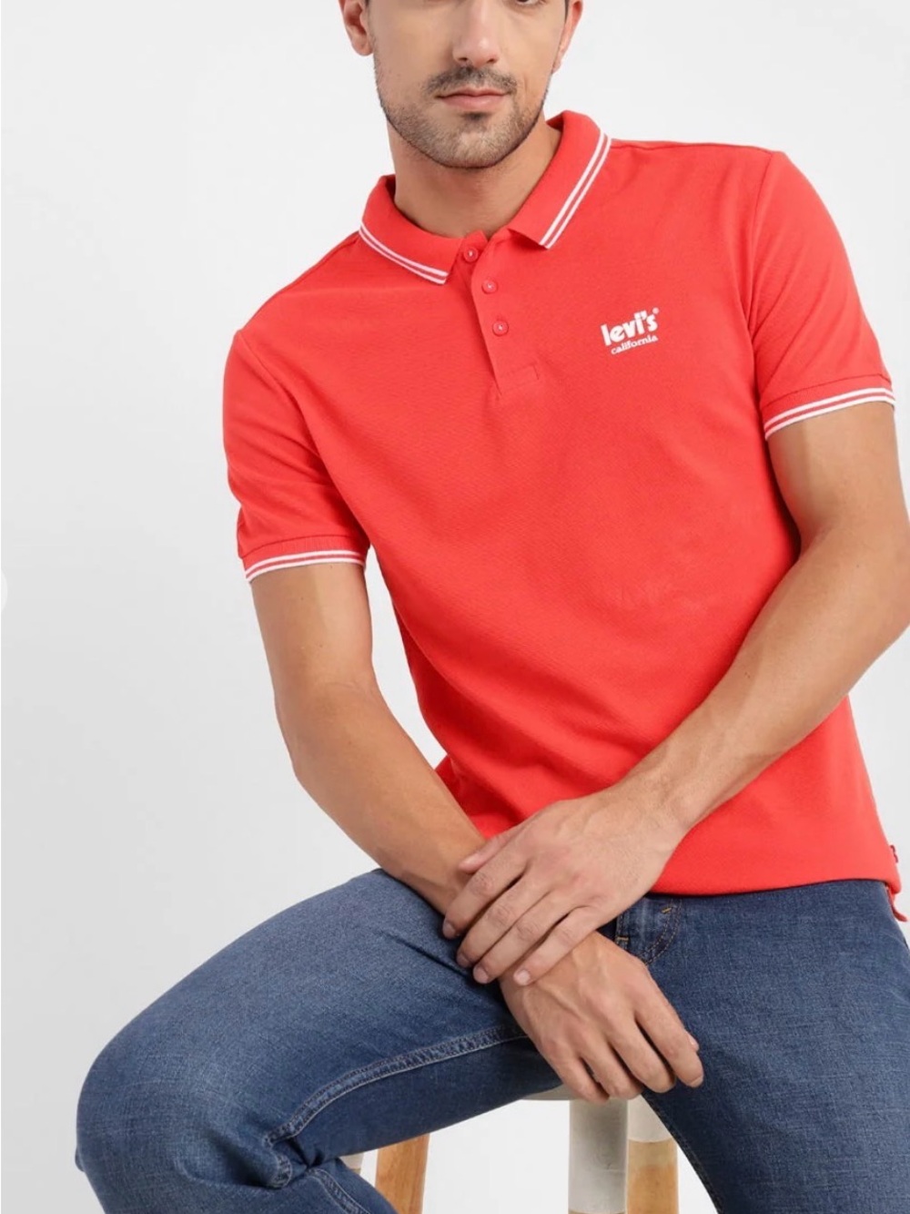 Levi's Red Polo with White Contrast Trim